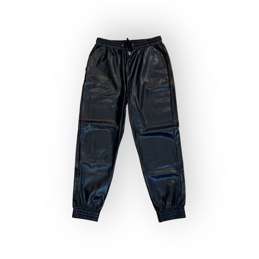 Bagatelle Black Faux Leather Joggers Size M Sporty Edgy